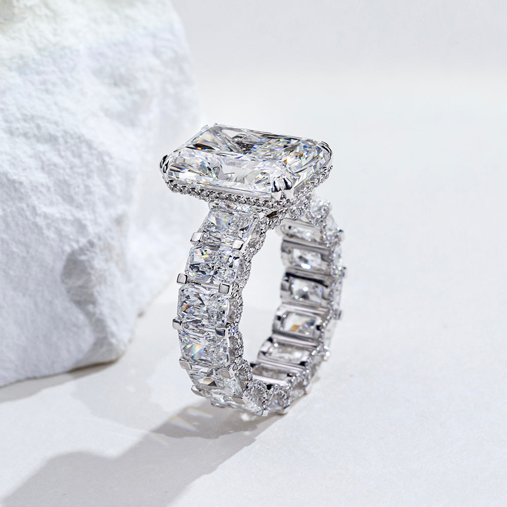 Eco-1910: Radiant Empire – Lab-Grown Radiant Diamond Statement Ring in 18K White Gold