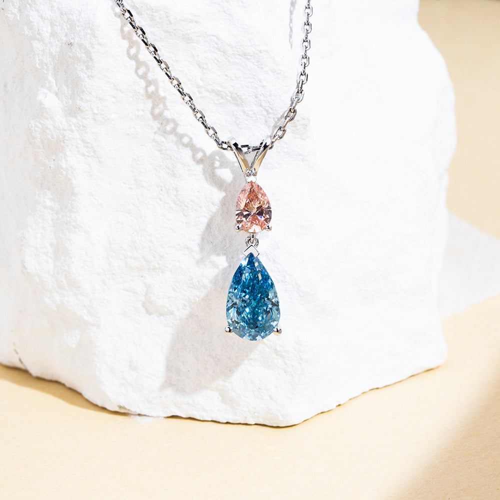 Econ-888 — The Twin Flame Lab Diamond Drop Pendant