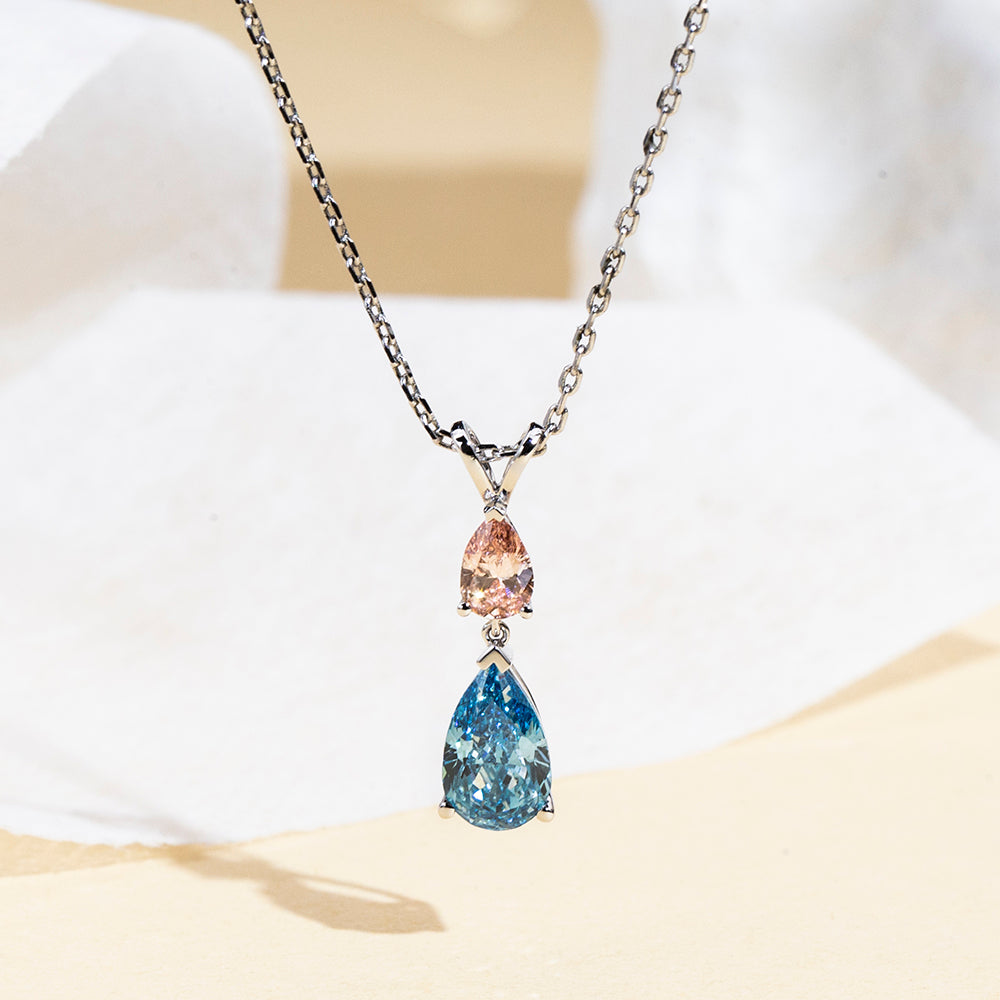 Econ-888 — The Twin Flame Lab Diamond Drop Pendant