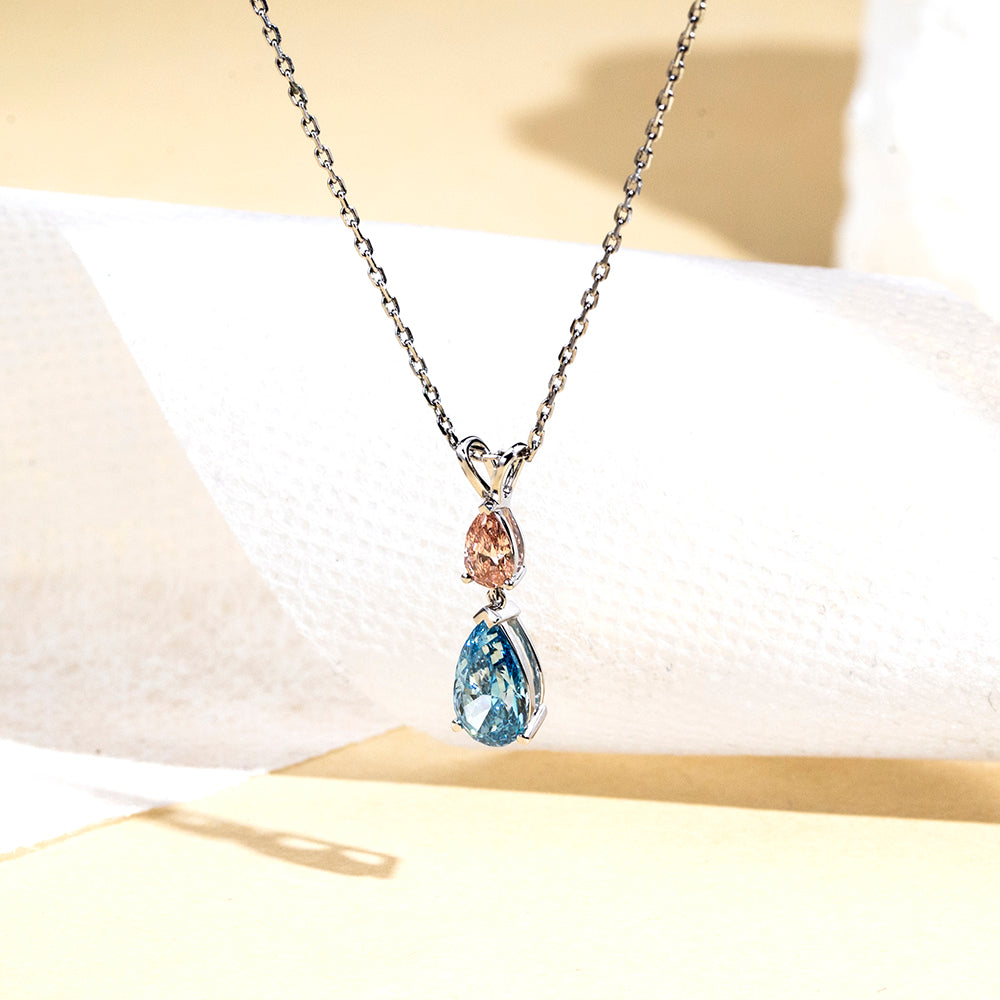 Econ-888 — The Twin Flame Lab Diamond Drop Pendant