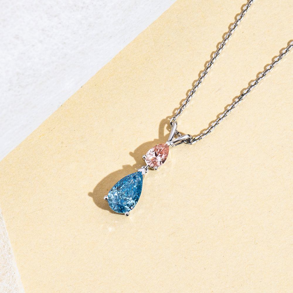 Econ-888 — The Twin Flame Lab Diamond Drop Pendant