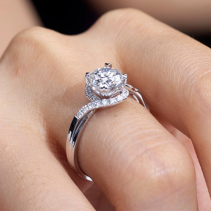 Eco-002 | 1ct Lab-Grown Diamond Halo Ring in 18K White Gold  By Ecogemma