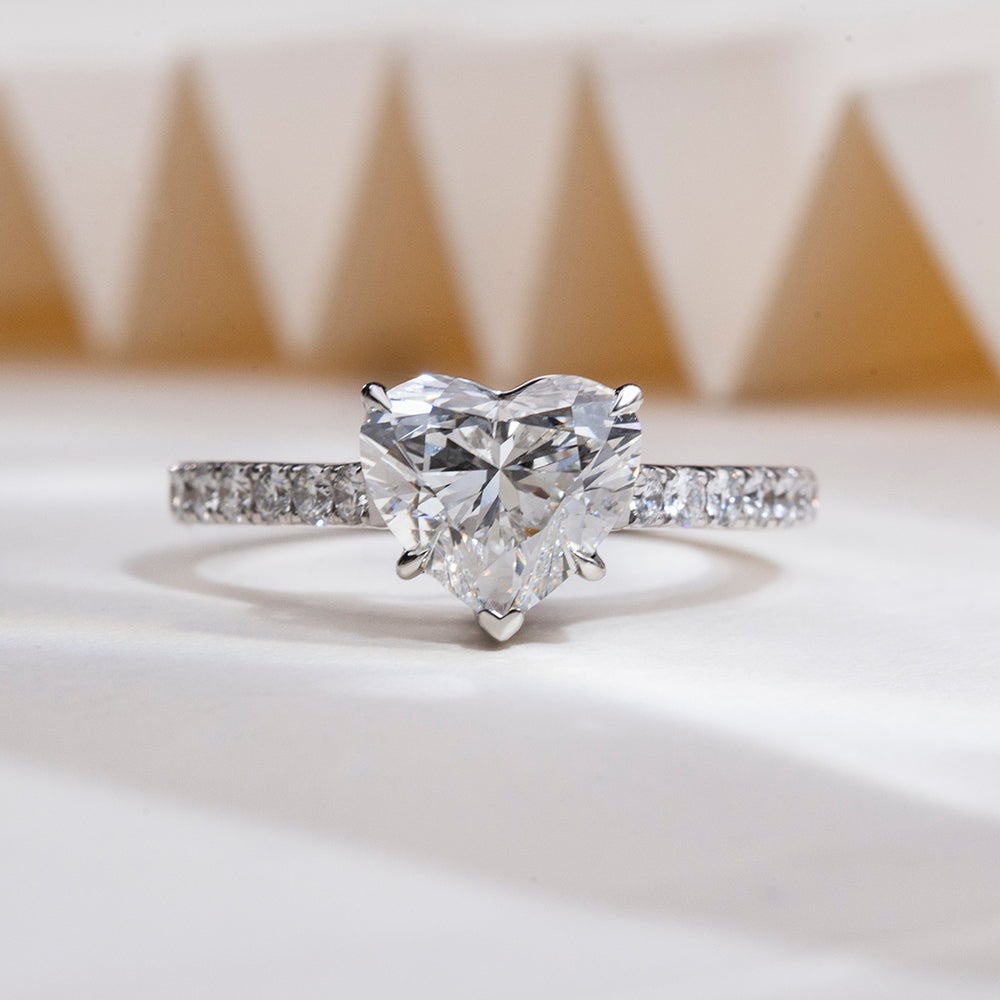 Eco-1814: Heart of Clarity – Lab-Grown Diamond Engagement Ring in 18K White Gold