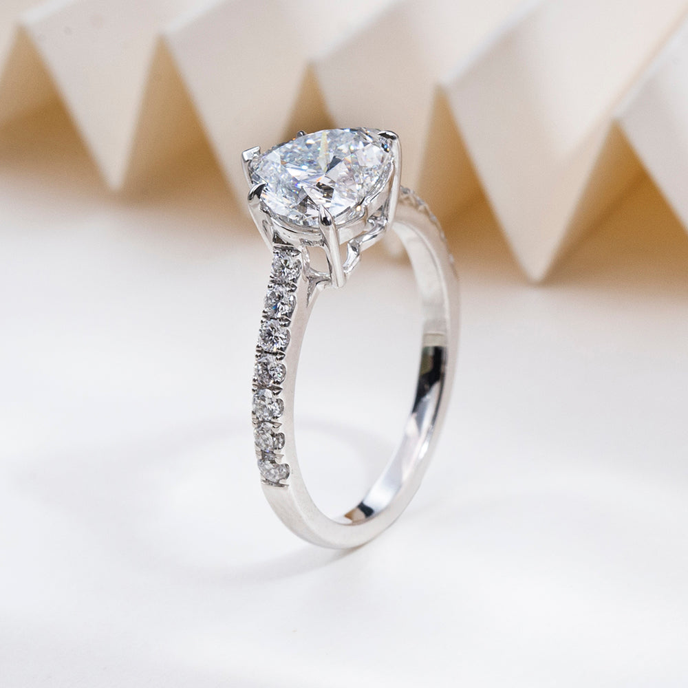 Eco-1814: Heart of Clarity – Lab-Grown Diamond Engagement Ring in 18K White Gold