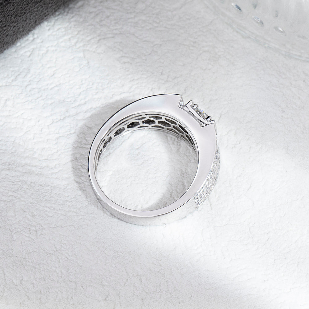 Eco-1828: Crown of Light – Lab-Grown Diamond Pavé Ring in 18K White Gold