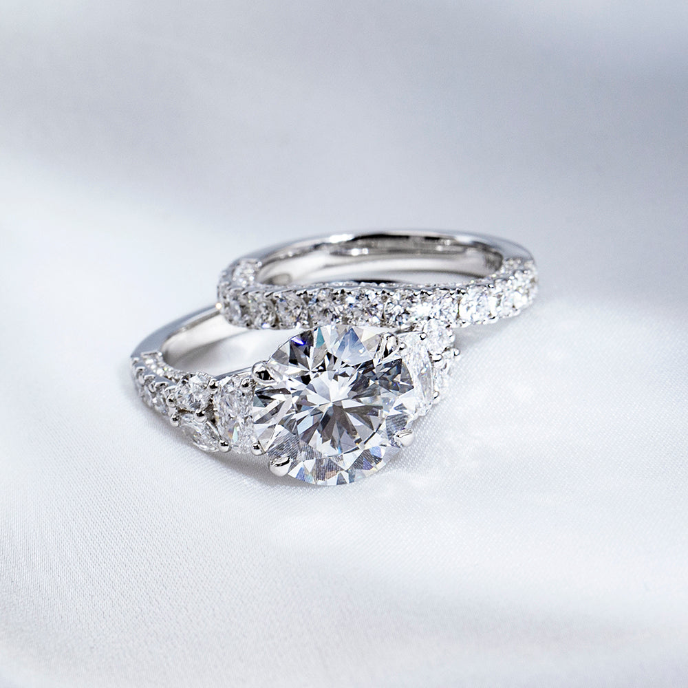 Eco-1851: Symphony of Light – Lab-Grown Diamond Bridal Set in 18K White Gold