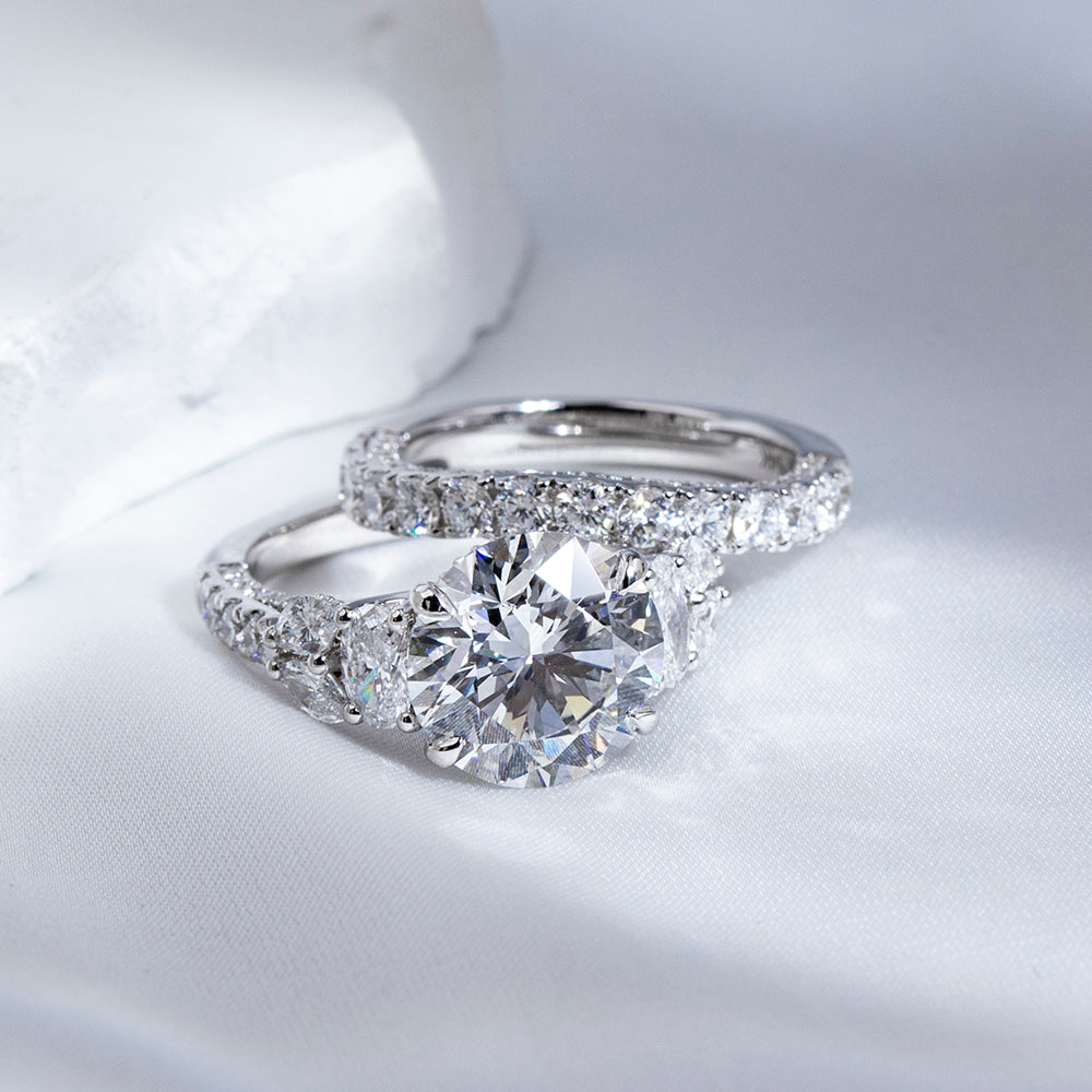Eco-1851: Symphony of Light – Lab-Grown Diamond Bridal Set in 18K White Gold