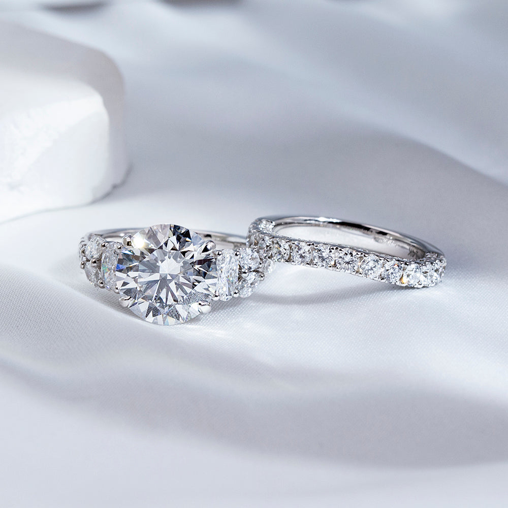 Eco-1851: Symphony of Light – Lab-Grown Diamond Bridal Set in 18K White Gold