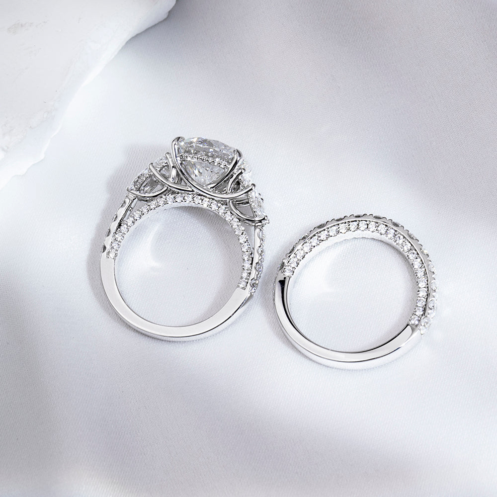 Eco-1851: Symphony of Light – Lab-Grown Diamond Bridal Set in 18K White Gold