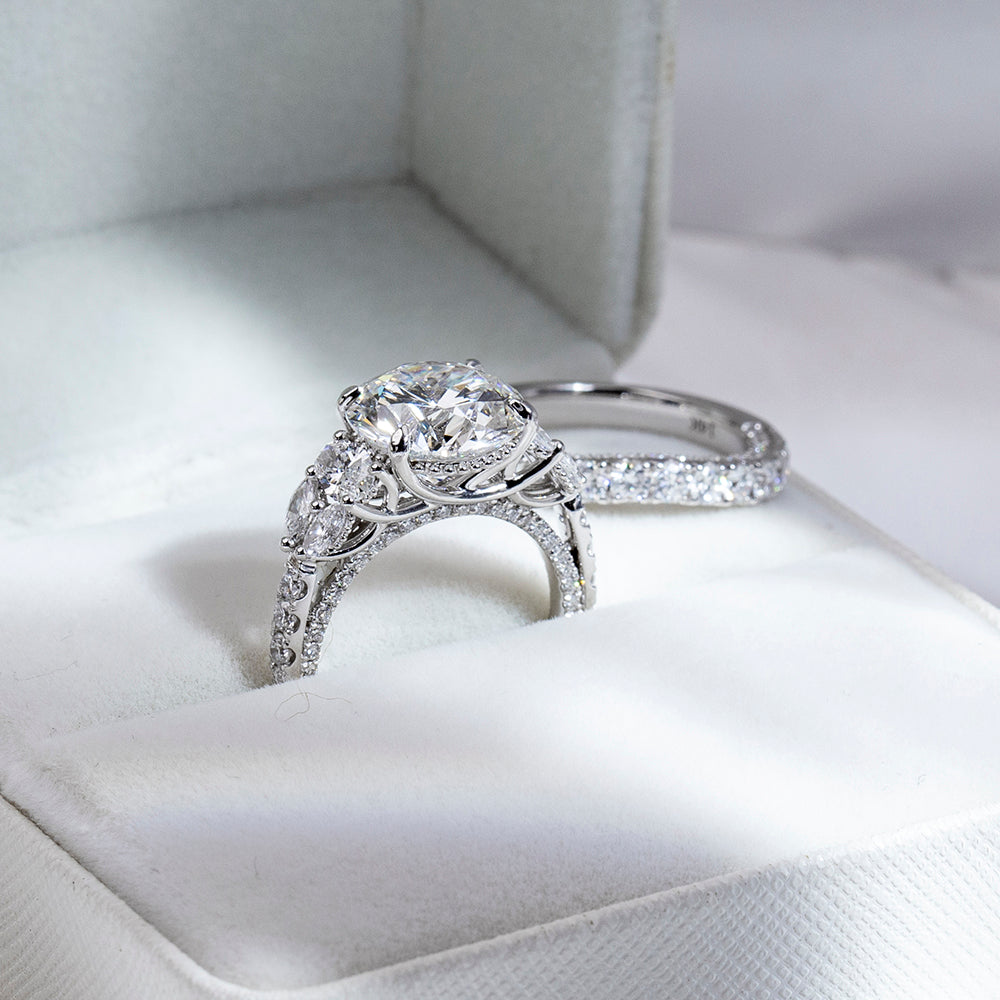 Eco-1851: Symphony of Light – Lab-Grown Diamond Bridal Set in 18K White Gold