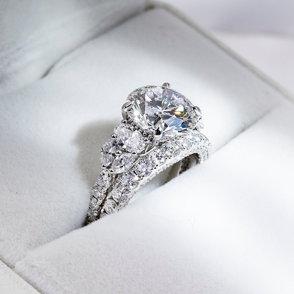 Eco-1851: Symphony of Light – Lab-Grown Diamond Bridal Set in 18K White Gold