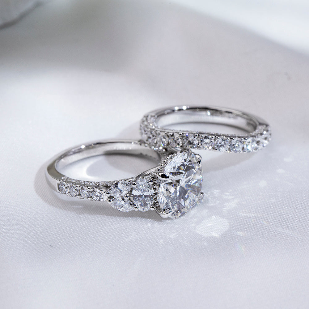 Eco-1851: Symphony of Light – Lab-Grown Diamond Bridal Set in 18K White Gold