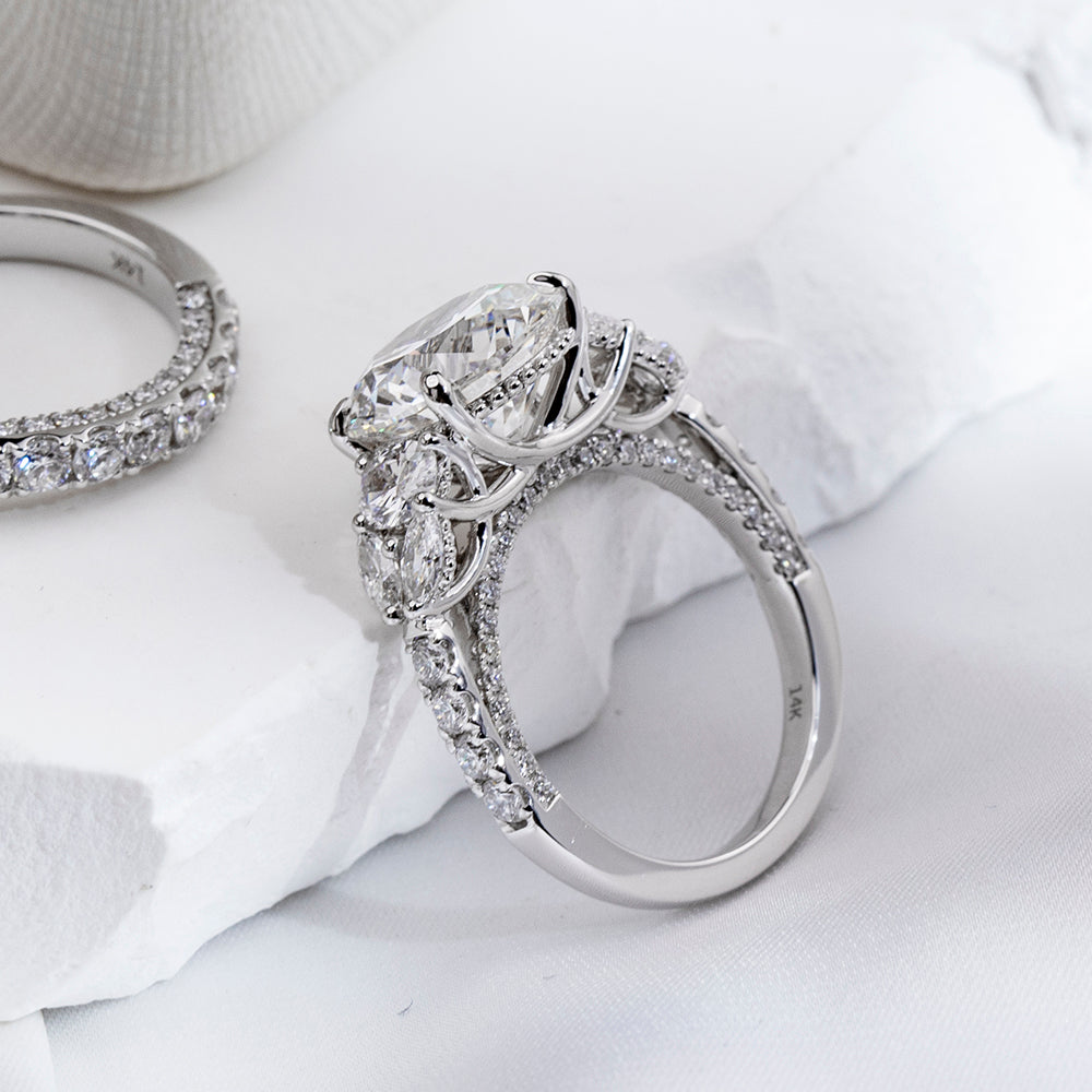Eco-1851: Symphony of Light – Lab-Grown Diamond Bridal Set in 18K White Gold