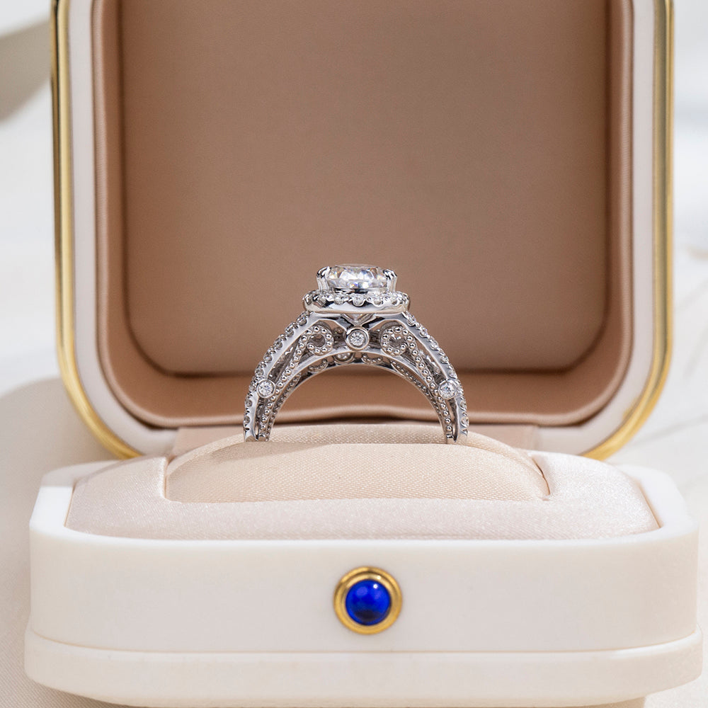 Eco-1857: Tears of Light – Lab-Grown Pear Diamond Halo Bridal Set in 18K White Gold