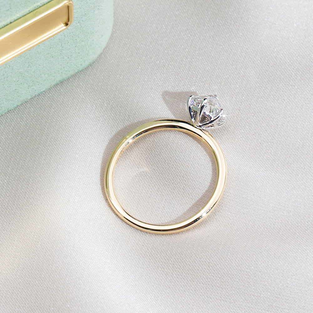 Eco-1858: Golden Solitude – Lab-Grown Round Diamond Solitaire Ring in 18K Yellow Gold