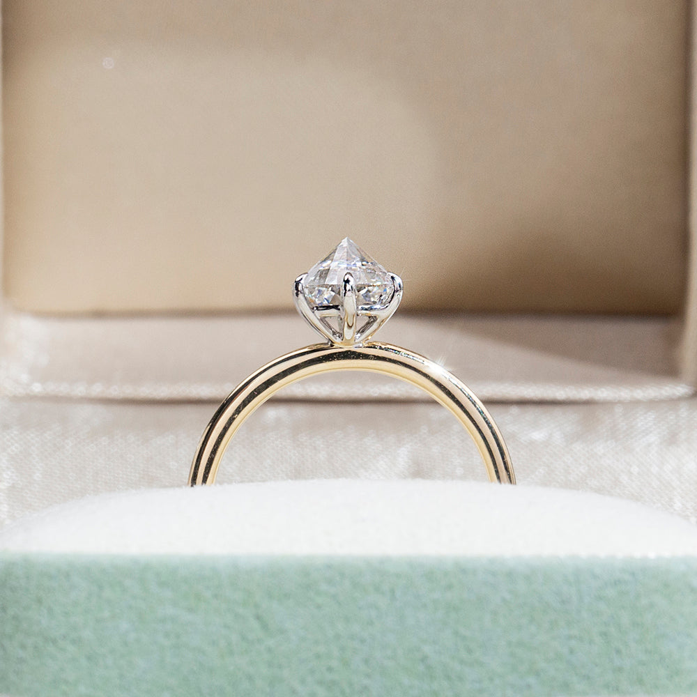 Eco-1858: Golden Solitude – Lab-Grown Round Diamond Solitaire Ring in 18K Yellow Gold