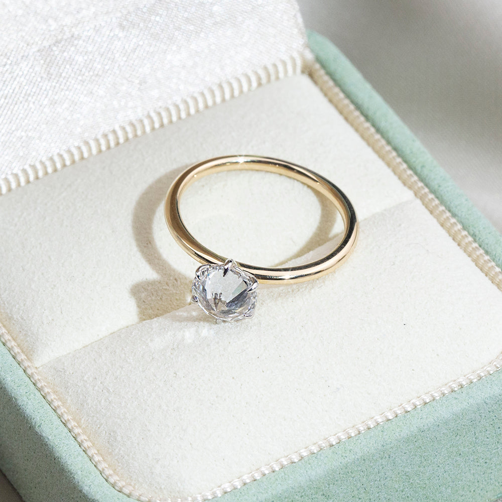 Eco-1858: Golden Solitude – Lab-Grown Round Diamond Solitaire Ring in 18K Yellow Gold