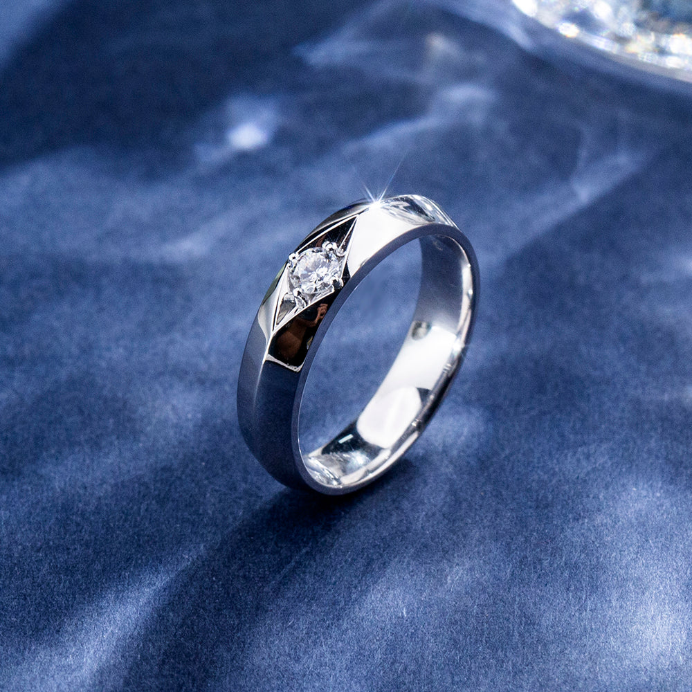 Eco-1878: Silent Flame – Lab-Grown Diamond Men’s Band in 18K White Gold