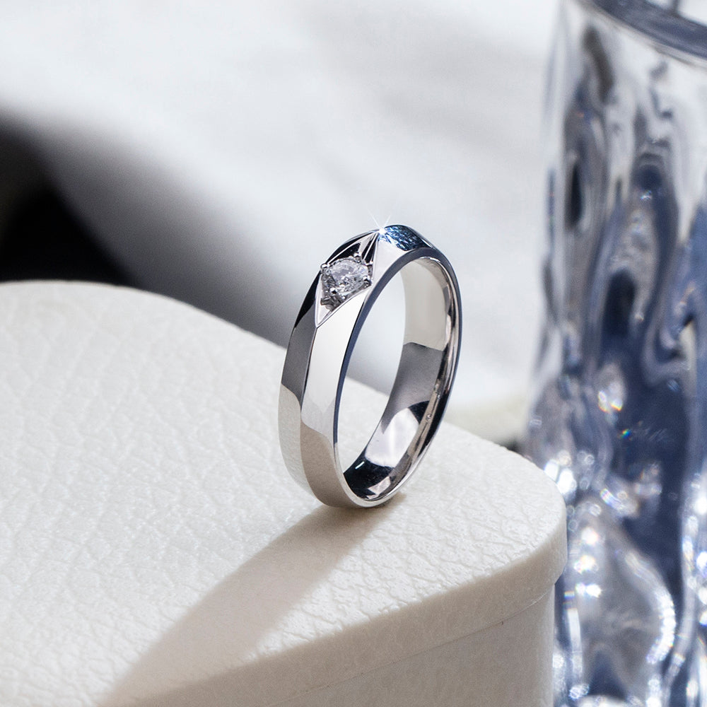 Eco-1878: Silent Flame – Lab-Grown Diamond Men’s Band in 18K White Gold