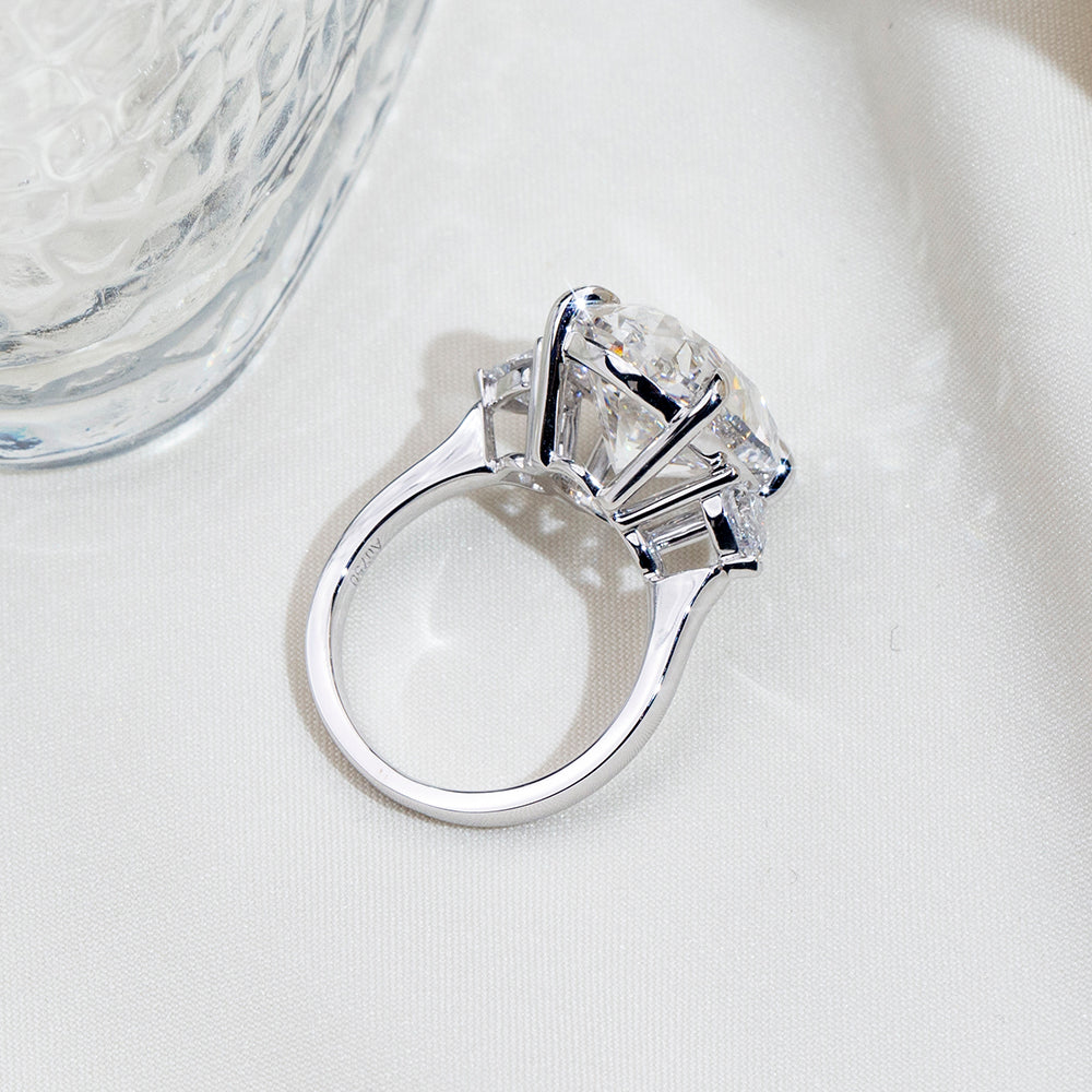 Eco-1874: Celestial Crown – Lab-Grown Oval Diamond Trilogy Ring in 18K White Gold