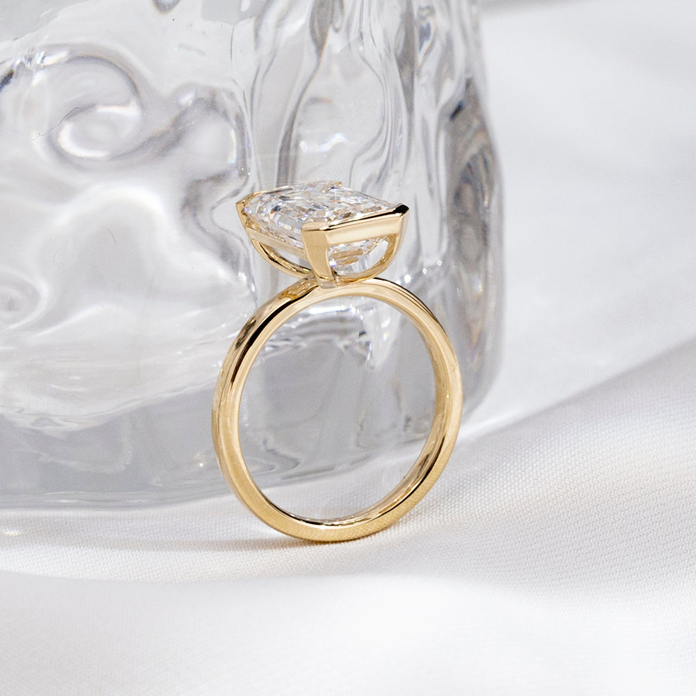 Eco-1879: The Golden Axis – Lab-Grown Emerald-Cut Diamond Solitaire Ring in 18K Yellow