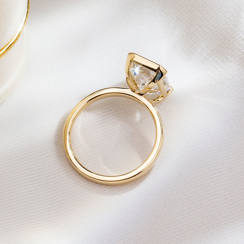 Eco-1879: The Golden Axis – Lab-Grown Emerald-Cut Diamond Solitaire Ring in 18K Yellow