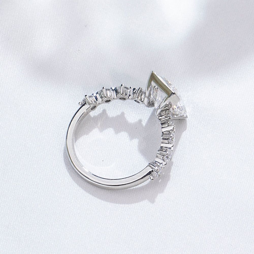 Eco-1881: Prism of Promise – Lab-Grown Radiant Diamond Engagement Ring in 18K White Gold