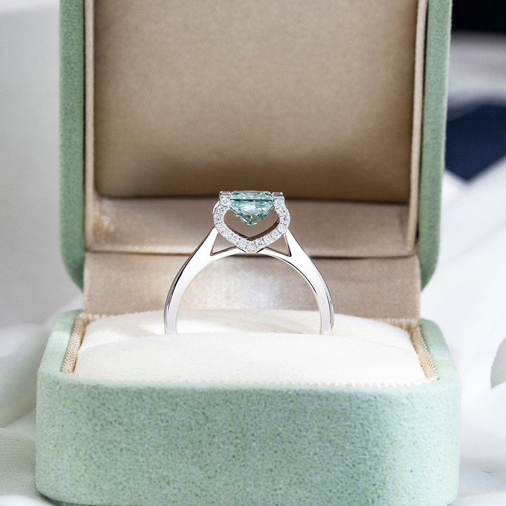 Eco-1887: Celestial Clarity – Lab-Grown Blue Diamond Ring in 18K White Gold