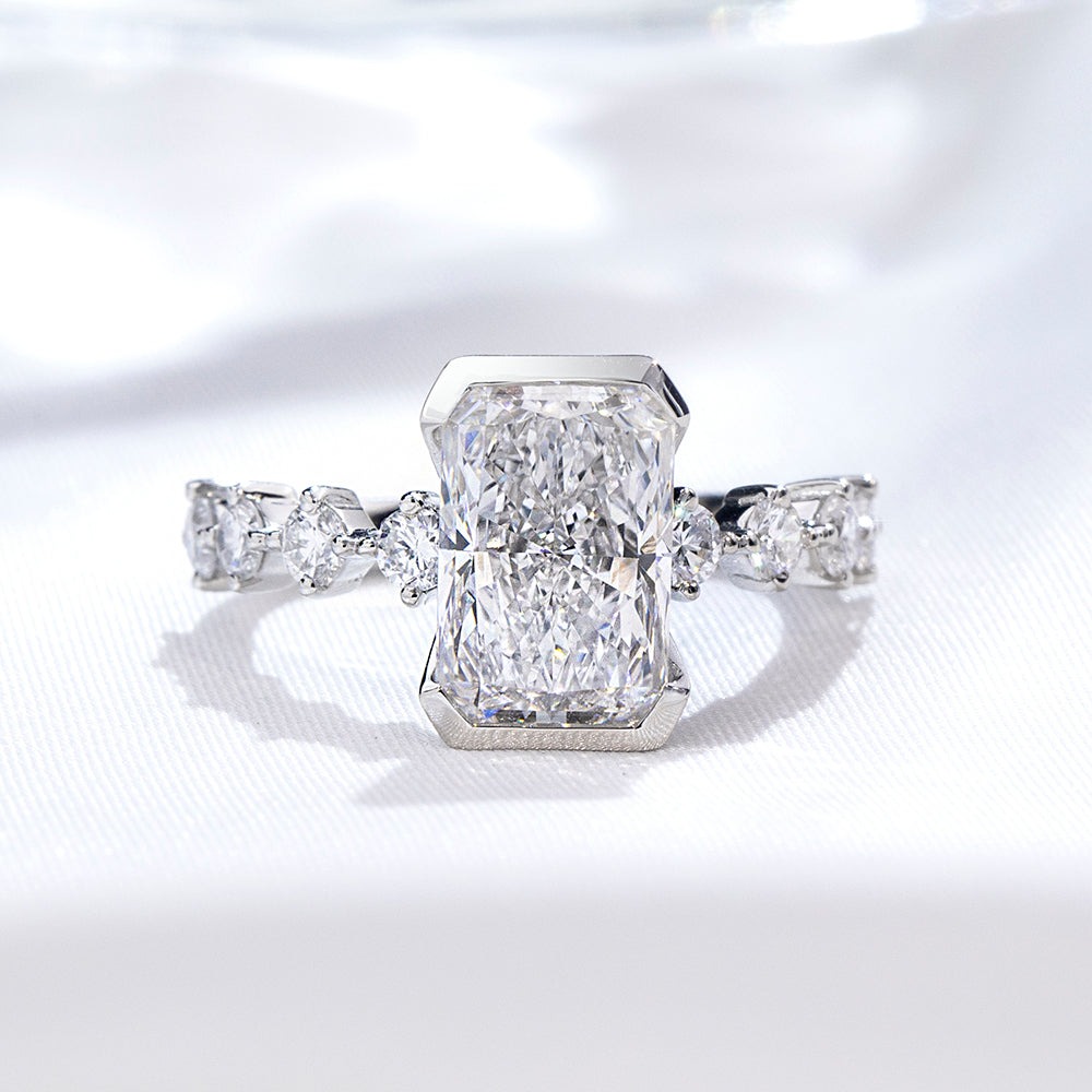 Eco-1881: Prism of Promise – Lab-Grown Radiant Diamond Engagement Ring in 18K White Gold