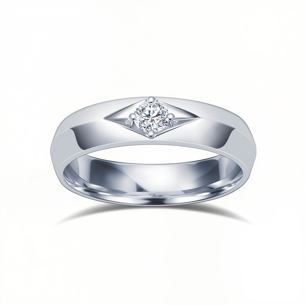 Eco-1878: Silent Flame – Lab-Grown Diamond Men’s Band in 18K White Gold
