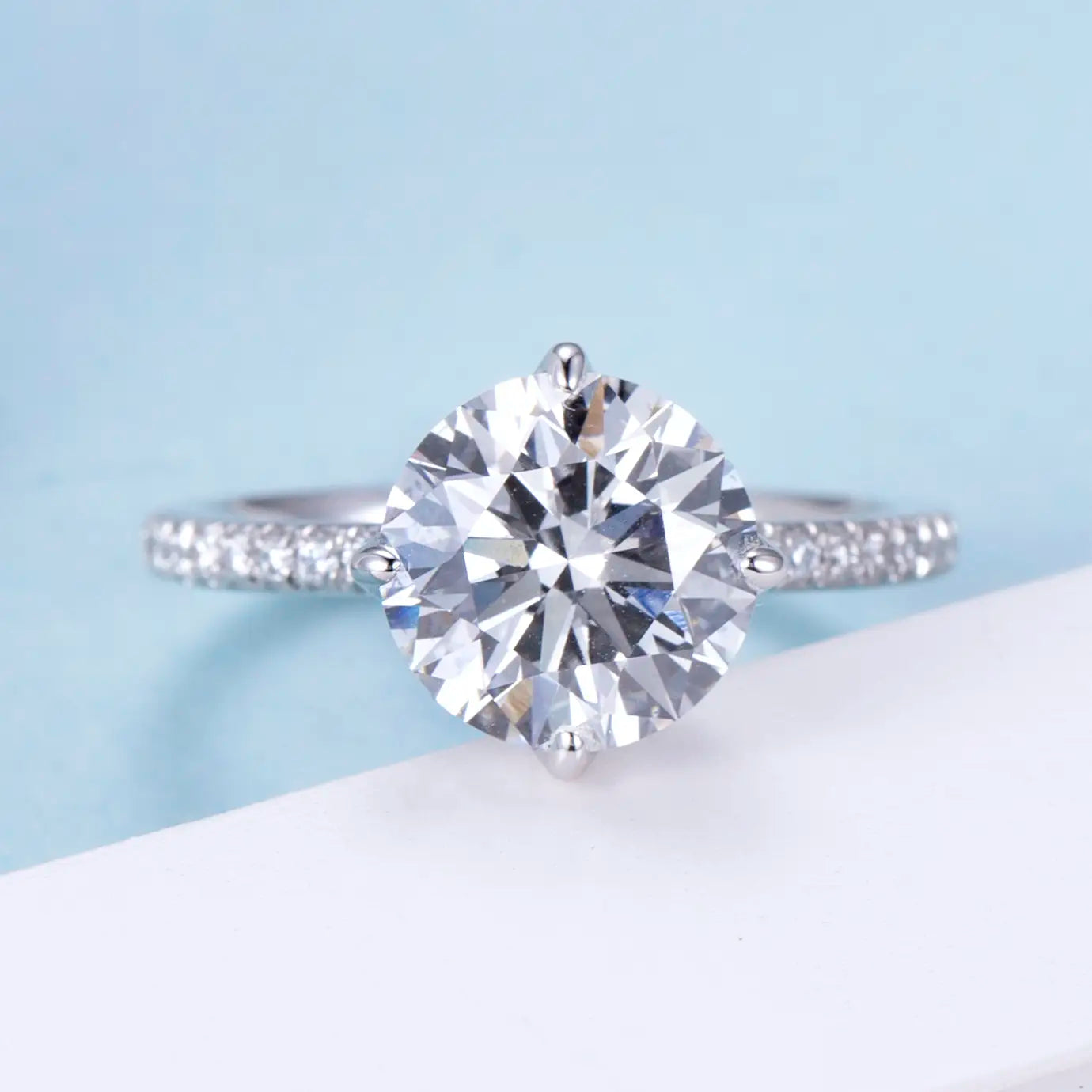Eco-919 | 18K Gold 3CT Round-Cut Lab-Grown Diamond Ring