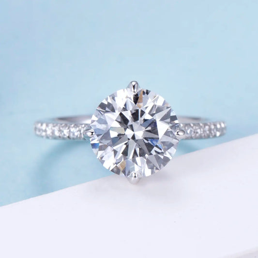 Eco-919 | 18K Gold 3CT Round-Cut Lab-Grown Diamond Ring