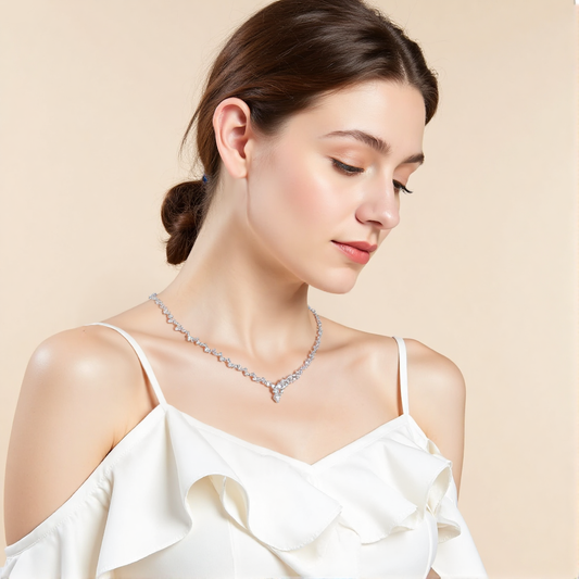 Econ-914 "Cascade of Grace" Lab-Grown Diamond Statement Necklace