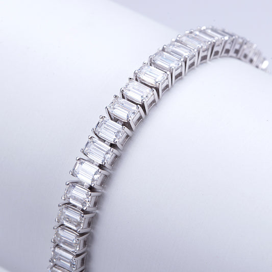 Eco-B560 | Emerald-Cut Lab-Grown Diamond or Moissanite Tennis Bracelet – 14K/18K Gold | IGI Certified – Ecogemma