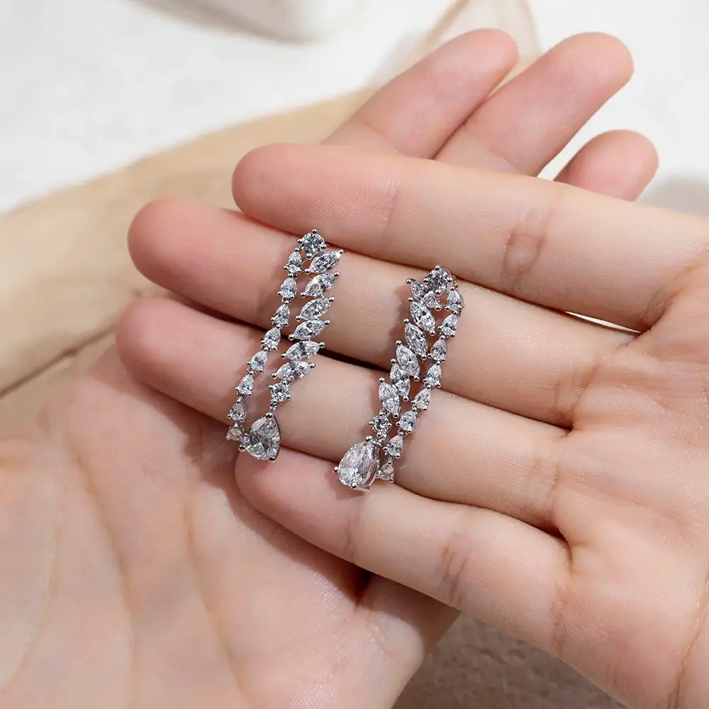 Ecoe-784 — The Cascade of Grace Lab Diamond Drop Earrings