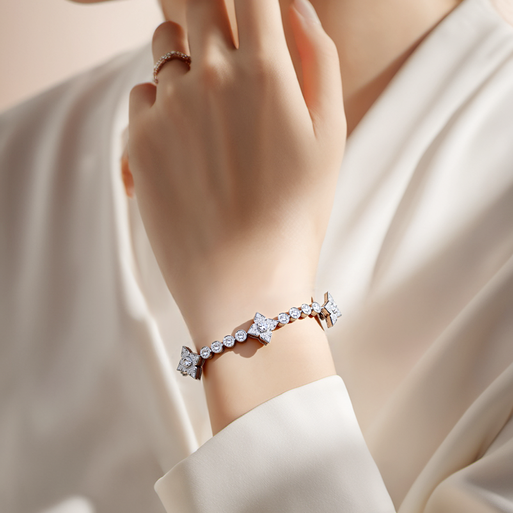 Ecob-641: プリズム・オブ・グレース – 18Kホワイトゴールド製ラボグロウンダイヤモンドブレスレット