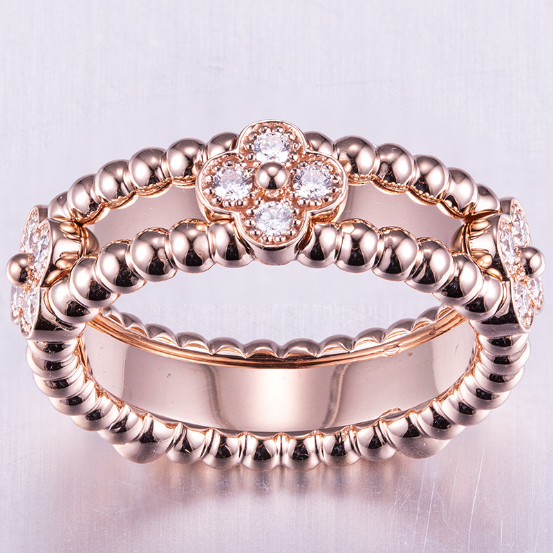 Eco-603: Jardín de Luz – Anillo floral con diamantes cultivados en laboratorio en oro rosa de 18 quilates 