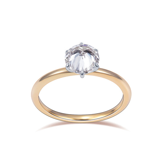 Eco-1858: Golden Solitude – Lab-Grown Round Diamond Solitaire Ring in 18K Yellow Gold