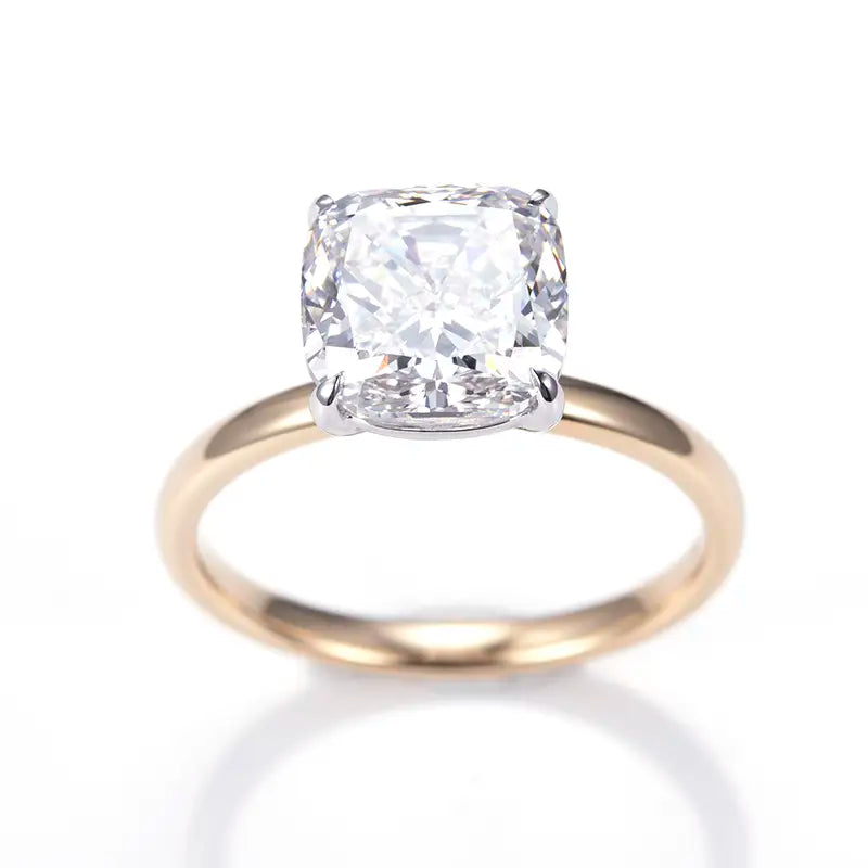 Eco-1305 | 18K Gold 5.0CT Cushion-Cut Lab-Grown Diamond Solitaire Ring