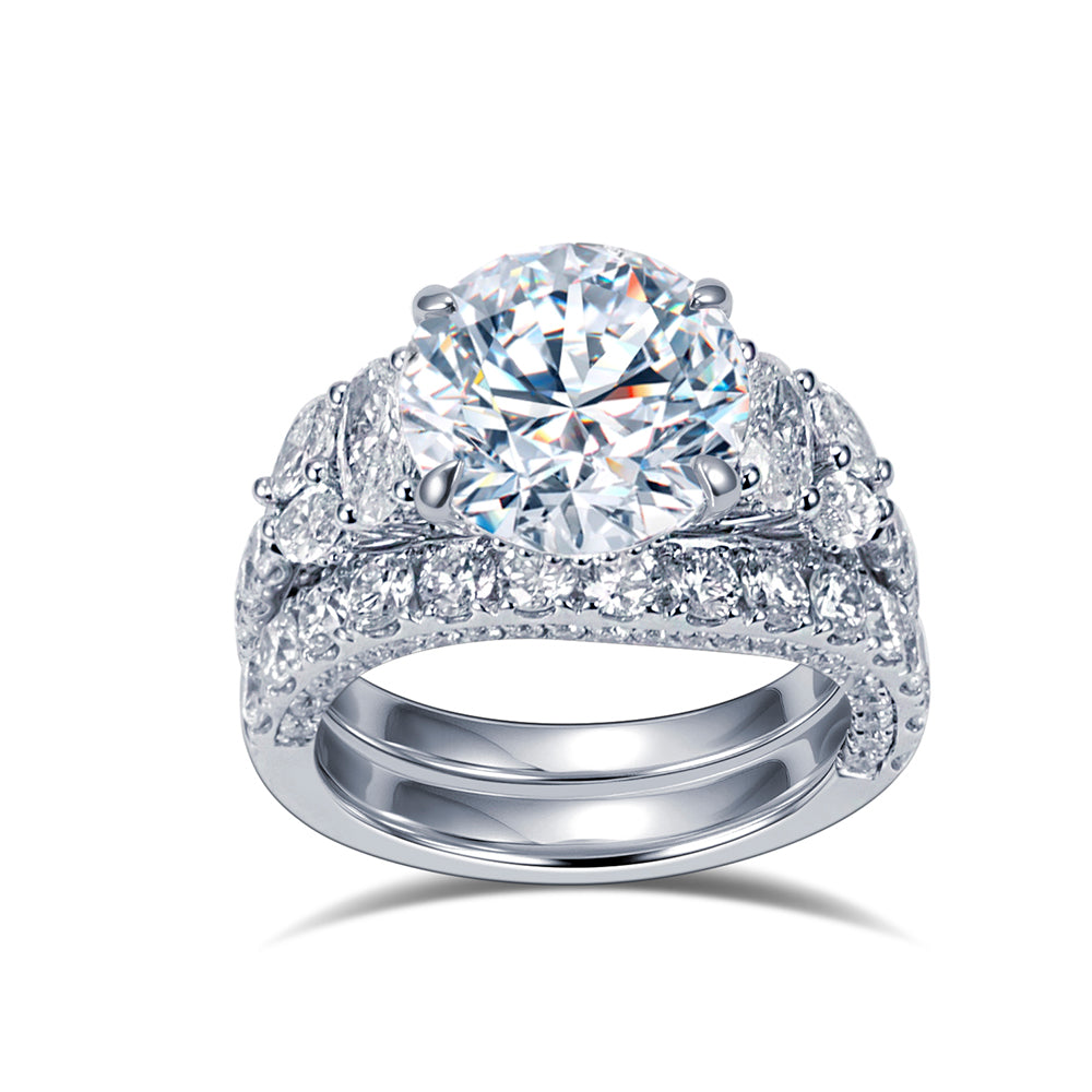 Eco-1851: Symphony of Light – Lab-Grown Diamond Bridal Set in 18K White Gold