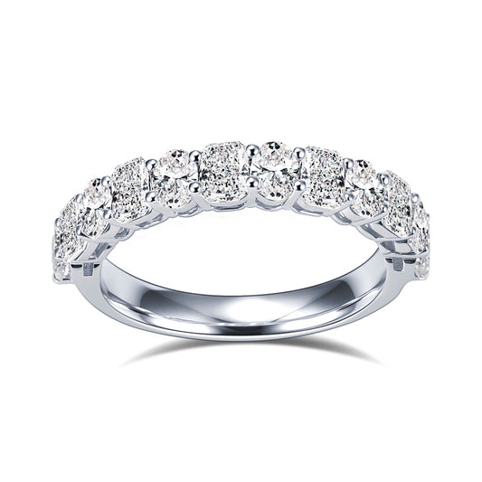 Eco-1896: Whisper of Eternity – Lab-Grown Cushion Diamond Half-Eternity Band in 18K White Gold