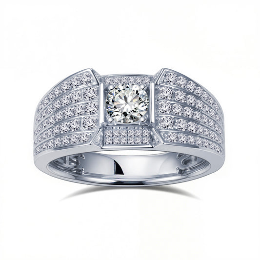Eco-1828: Crown of Light – Lab-Grown Diamond Pavé Ring in 18K White Gold