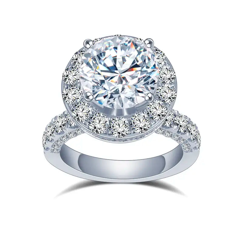Eco-1443 | 18K White Gold 10CT Round-Cut Lab-Grown Diamond Ring