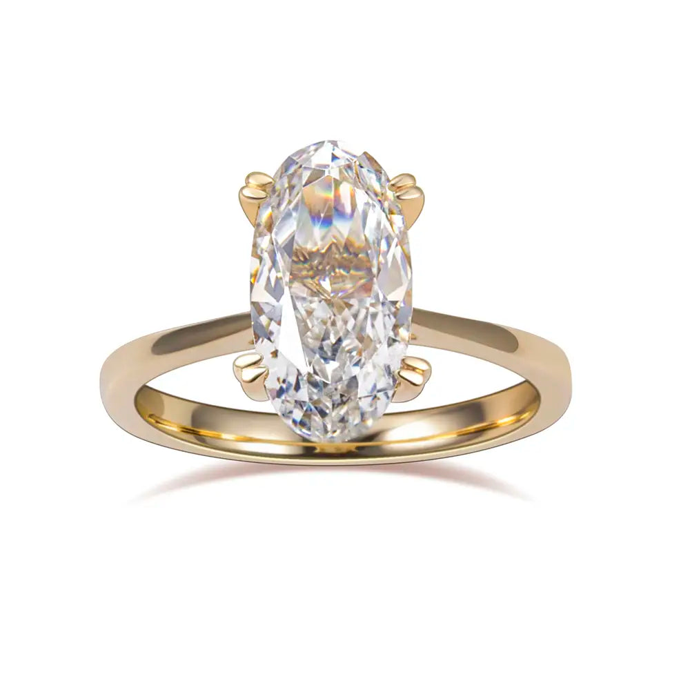 Eco-1811 | 9K Yellow Gold Oval Lab Diamond Ring