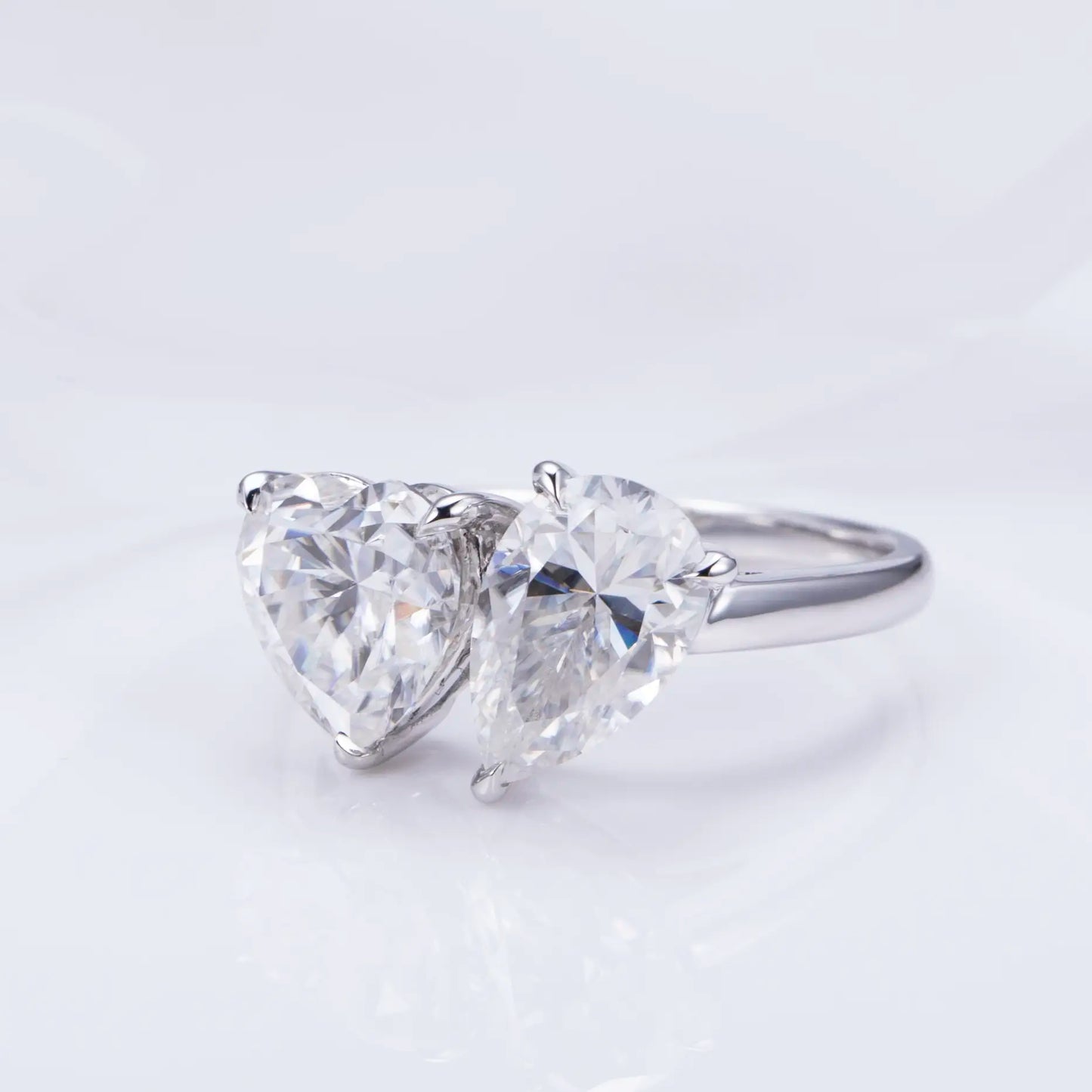 Eco-1352 Two-Stone Lab-Grown Diamond Ring in 14K White Gold
