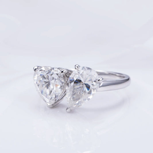 Eco-1352 Two-Stone Lab-Grown Diamond Ring in 14K White Gold