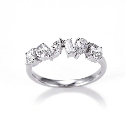Eco-1302 | 18K White Gold Fancy-Shaped Lab Diamond Eternity Ring
