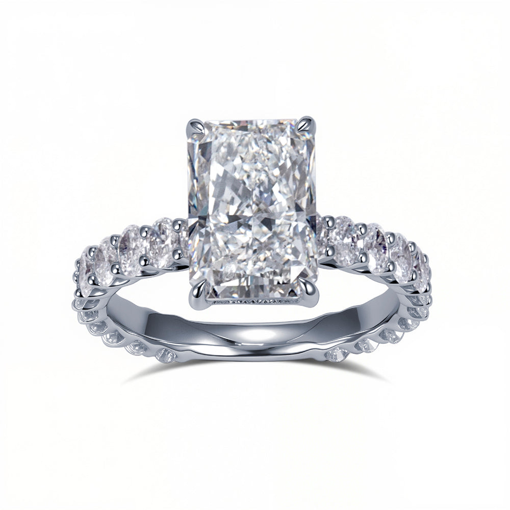 Eco-1832: Radiant Promise – Lab-Grown Diamond Engagement Ring in 18K White Gold