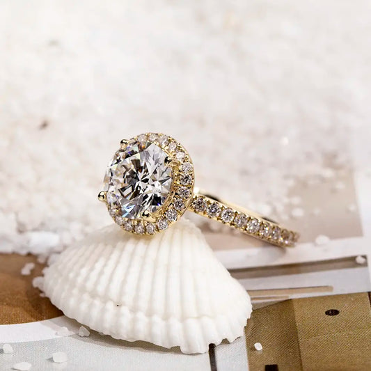 Eco-1701 | 18K White Gold 1.00CT Round-Cut Lab-Grown Diamond Halo Ring