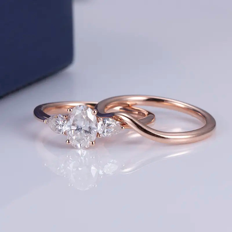 Eco-553 | 14K Rose Gold Moissanite Bypass Ring